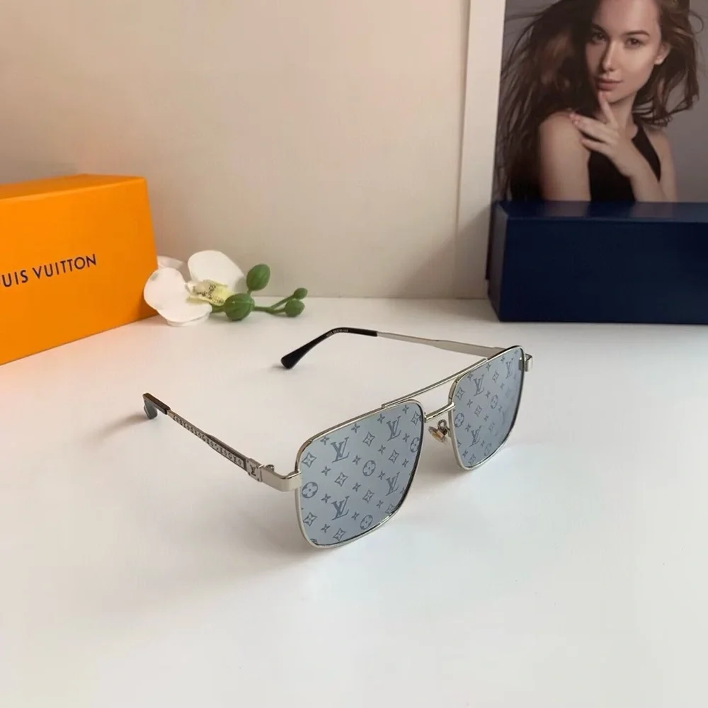 Louis Vuitton Silver Metal Sunglasses with Smoke Lenses - Picture 3 of 7